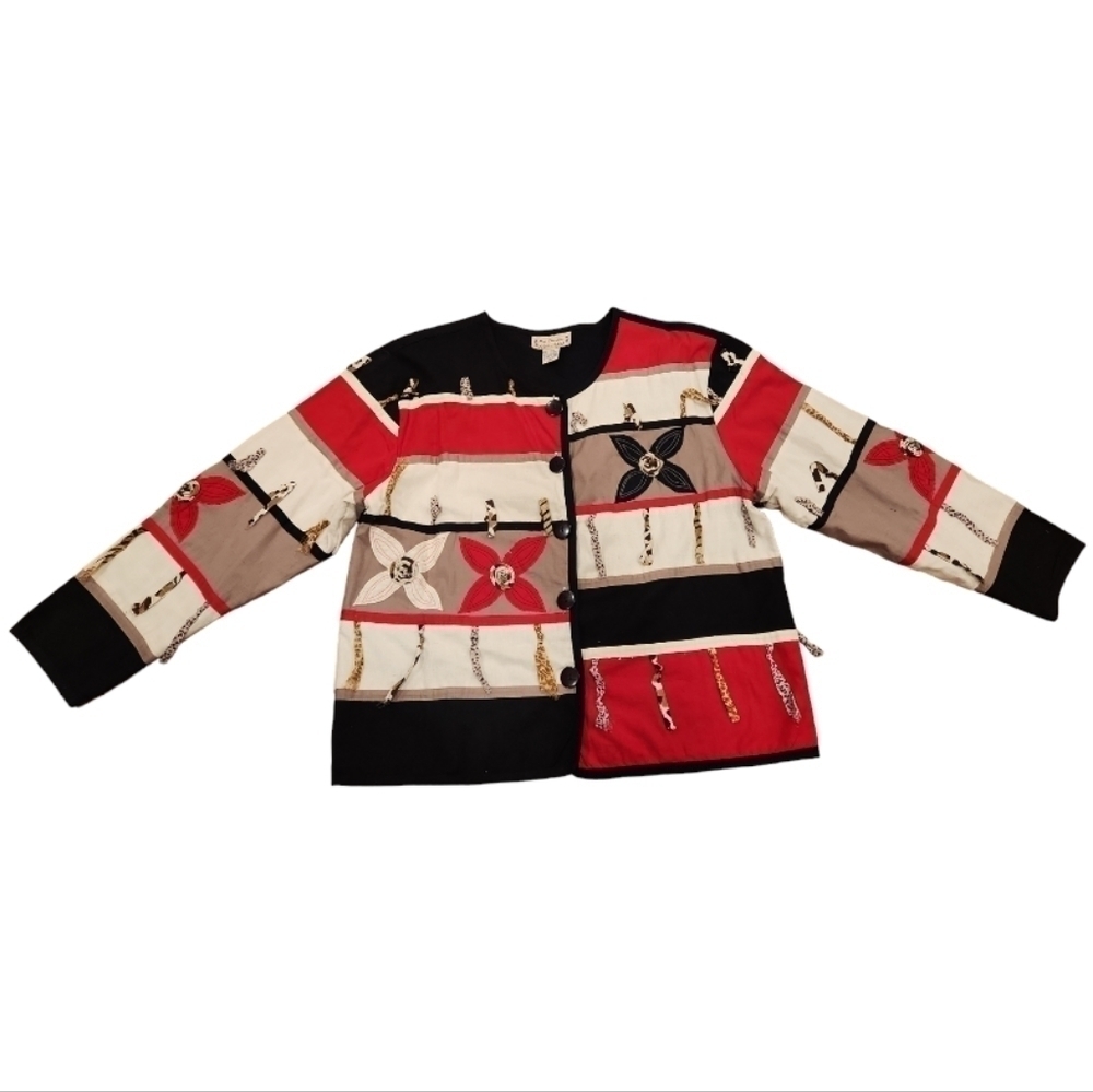 New Directions Patchwork Floral Jacket - image 1